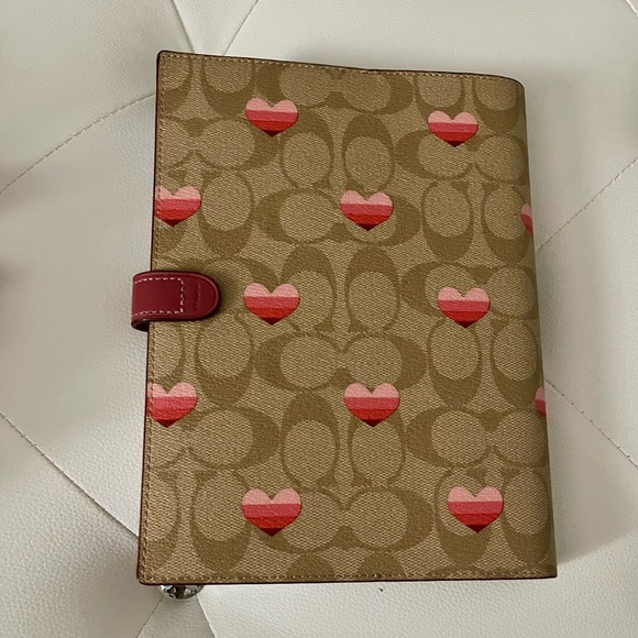 NEW Coach Signature Coated Canvas Leather Stripe Heart Print Notebook Journal - Picture 8 of 16